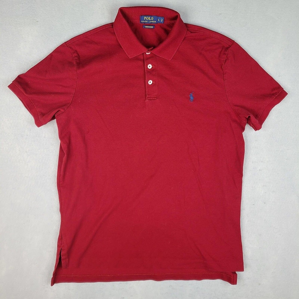 Polo Ralph Lauren Shirt Men's Large Red Polo Stretch Mesh Casual